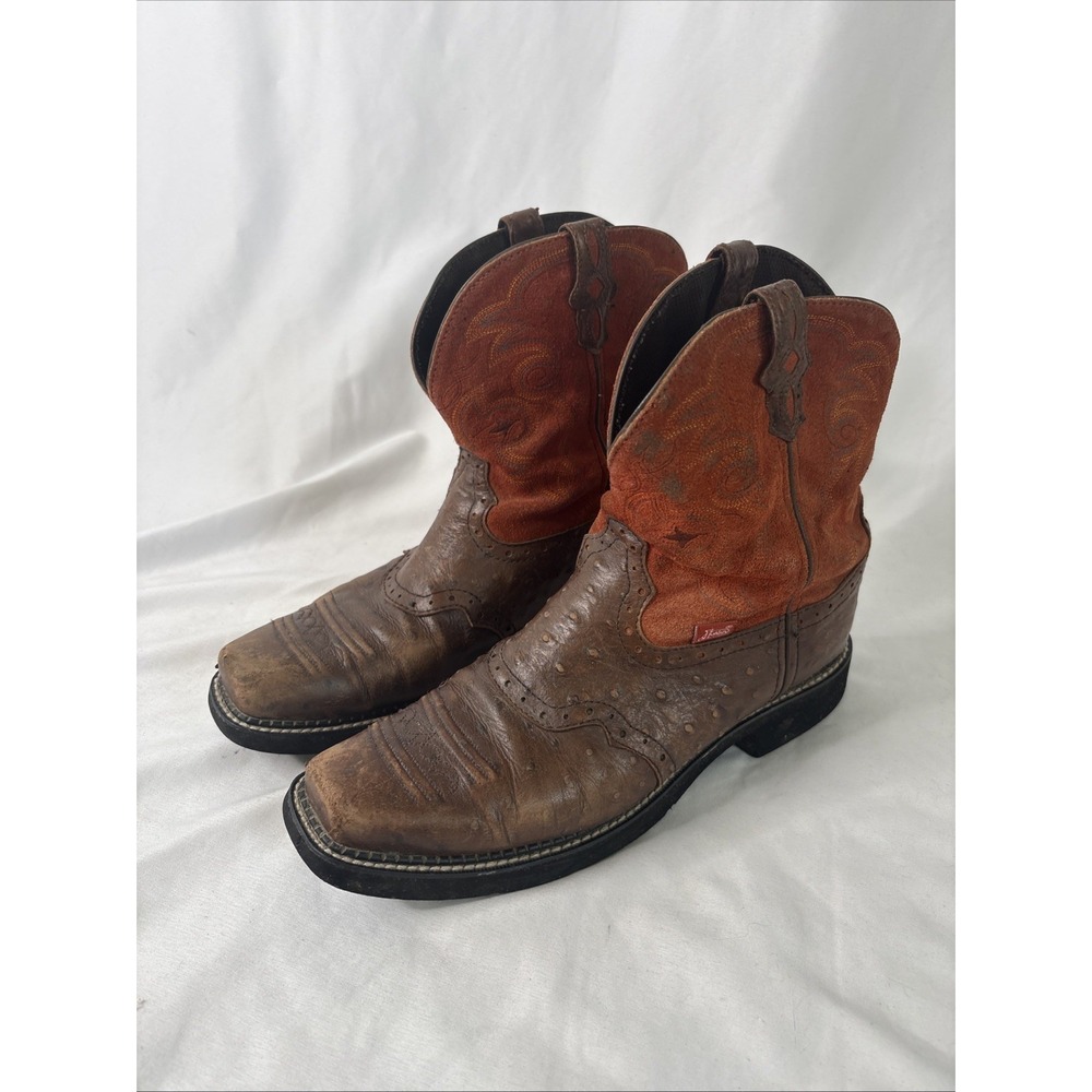 Justin Gypsy Boots Womens Size 11B Brown Orange Leather Western L9967 Square Toe
